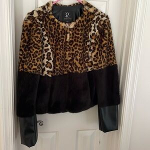 NWT faux fur vegan leather jacket size M